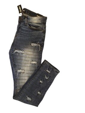 Ash Men Slim Distressed Dark Blue Jeans